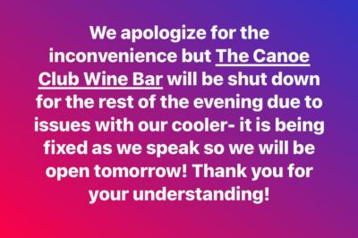 Instagram post from @canoeclubwinebar21