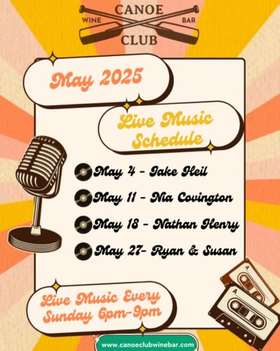 🎶Music Line-up for May🎶🎸 May 4 - Jake Heil
🎸 May 11 - Nia Covington
🎸 May 18 - Nathan Henry
🎸 May 27 - Ryan & Susan 

Live music every Sunday from 6pm-9pm!🤘